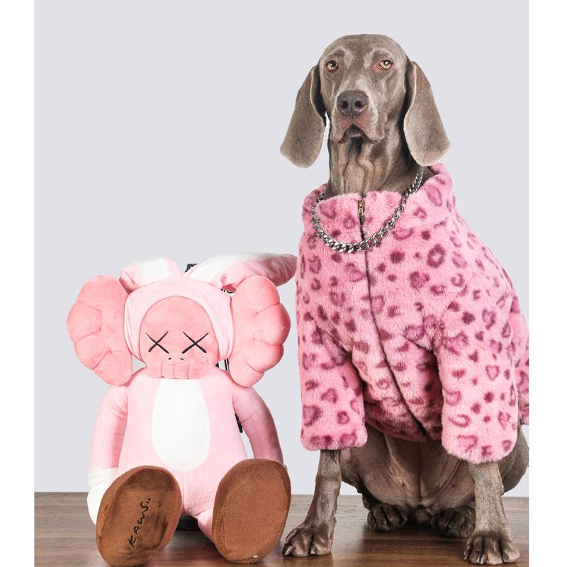 Pink Leopard Winter Dog Coat,2 legs Warm Fleece Rompers Jumpsuit,For Greyhound Whippet Husky Large Breed - Puppy Thicken Pajamas M