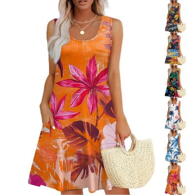 Women's Casual Fashion U-neck Sleeveless Print Dress
