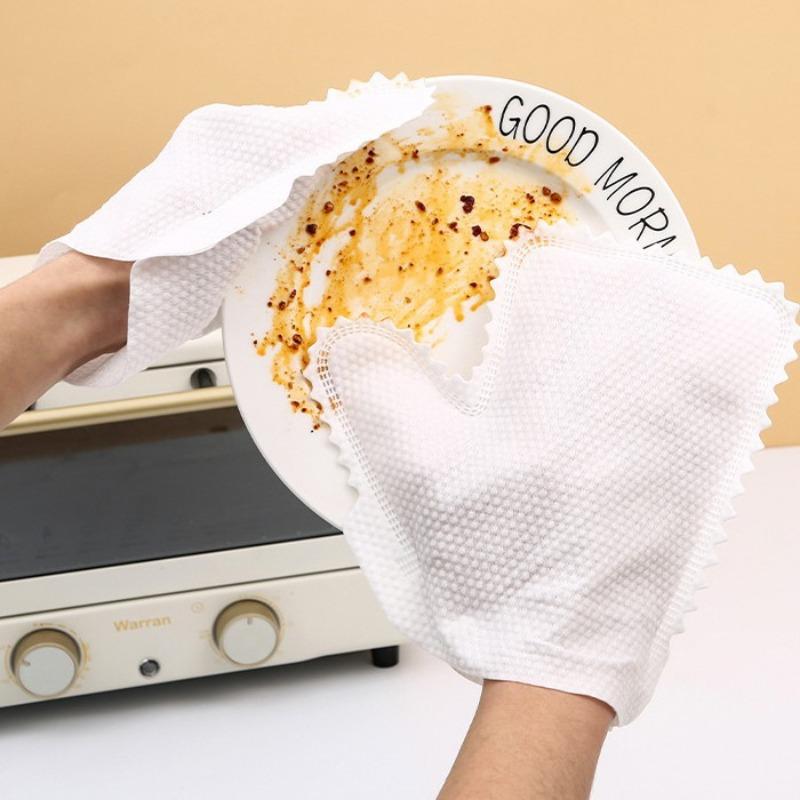 Lazy Kitchen Dishwashing Cloth Gloves Dry and Wet Scouring Pads Anti-static Cleaning Cloths Thick Non-woven FabricDust-removing Cloths