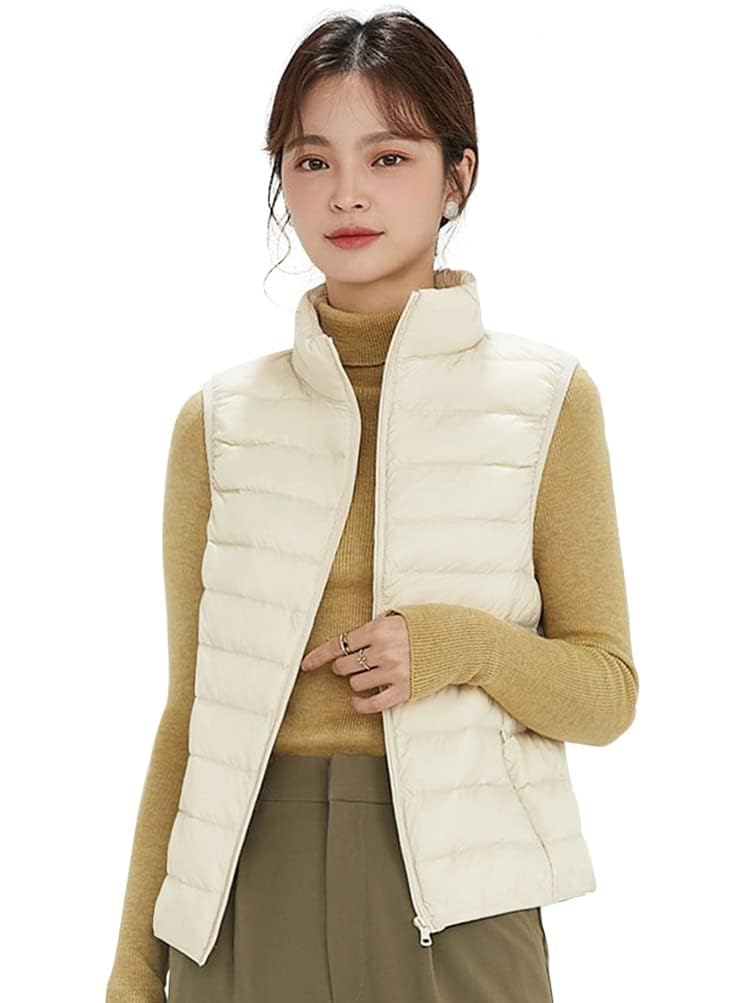 DUZTELYI Ultralight Down and Packable Puffer DU480 Women's Vest, Warm, Lightweight, Windproof, Vest, (2XL, White)