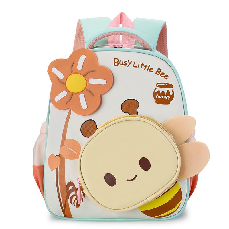 Cartoon Backpack Childrens With Small Bees And Flower Decorations For Use Daily