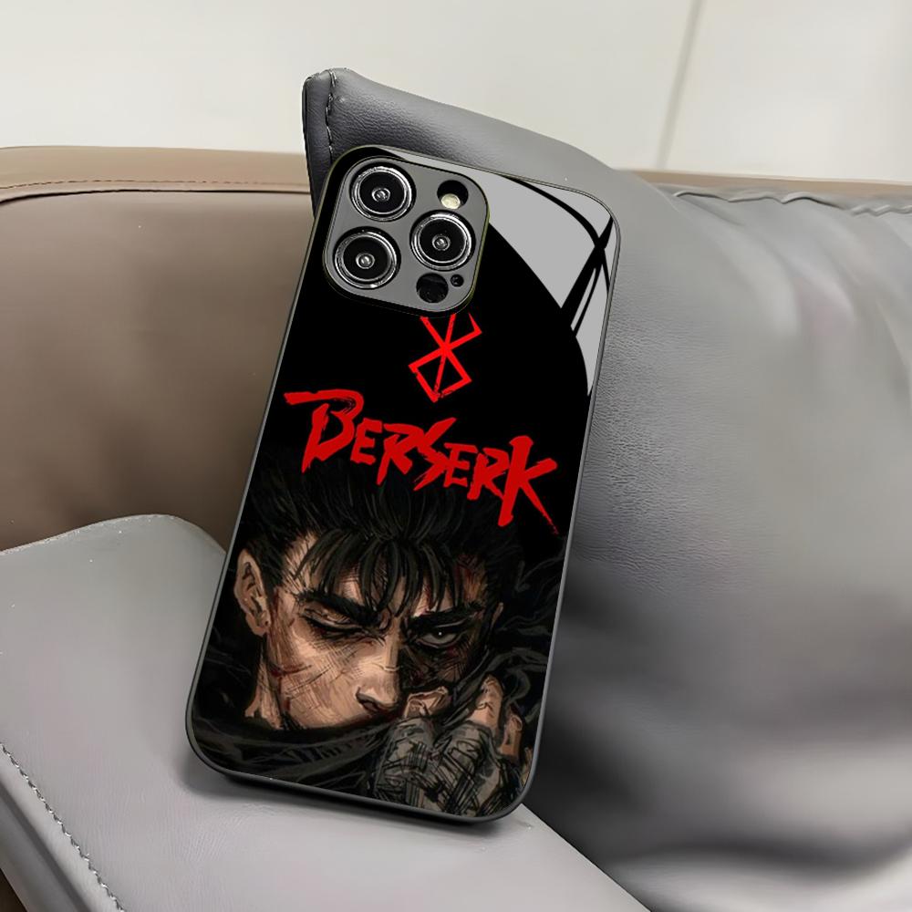 Berserk Japanese Anime Phone Case for Iphone 17 Air 16 15 14 12 11 13 Pro Max Mini X Xr Xs Puls Black Glass Cover