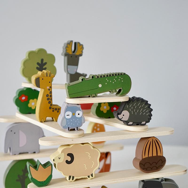 

Детские ранние развивающие деревянные животные, сложенные в стопку, высокие строительные блоки, забавные балансирующие сложенные архаты, интерактивные развивающие игрушки для родителей и детей