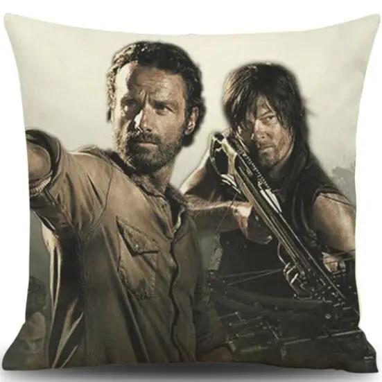Cushion Cover Linen Walking Dead Printed Throw Pillows Cover Car Sofa Decorative Pillowcase Decorativos Cojines Coussin 45x45cm