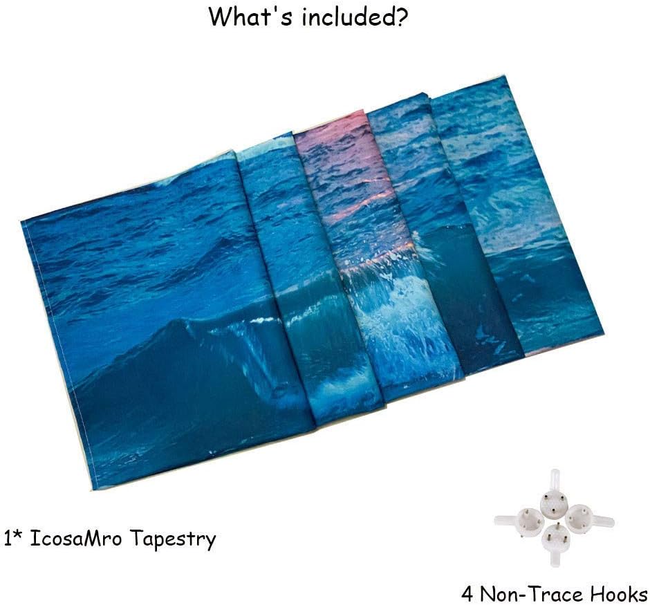 Ocean Tapestry Wall Hanging, Sea Beach Wave Sun Cloud Landscape Scenery Nature Wall Art [Double-Folded Hems] Bohemian Home Decor