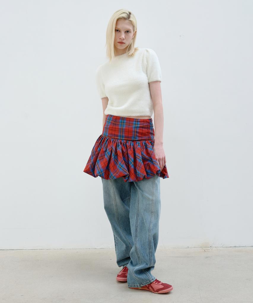 Aobteu Hairy Puff Sleeve Knit - Ivory