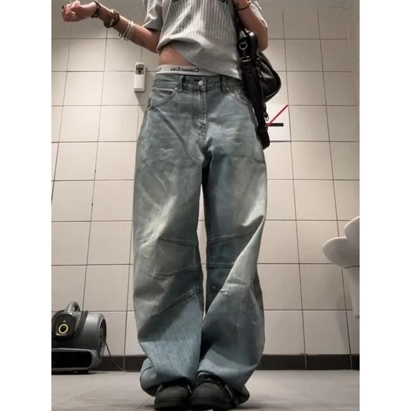 Blaue Y2k Boyfriend Jeans Damen Harajuku Baggy Denim Hose Japanischer 2000er Stil Vintage Jeans Lange Hose Oversize Kleidung Neu