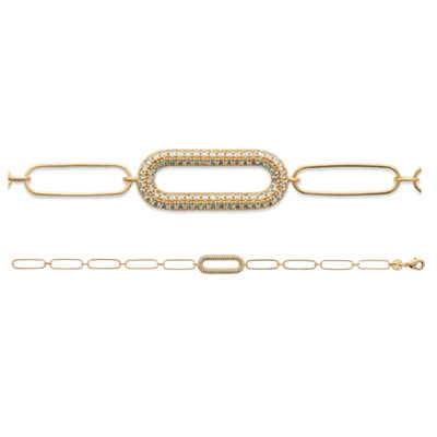 [R5804] - Gold Plated Bracelet 'Cléopatra' White Gold - 20x8 Mm (trombone)