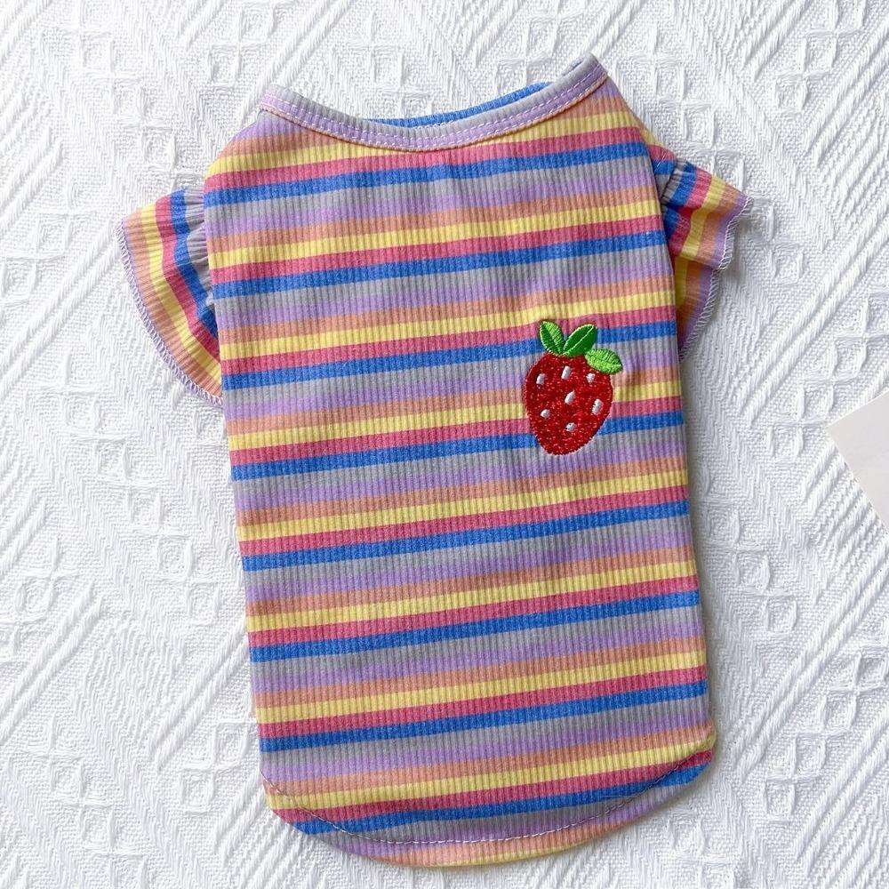 

Breathable Dog Striped Vest Bubble Sleeve Puppy Skirt Cute Two Legged Puppy Vest Spring Summer S синий