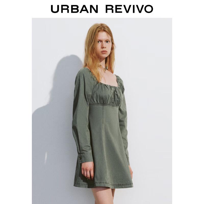 UR 2024 Autumn Women's Square Neck Slim-fit Short Dress