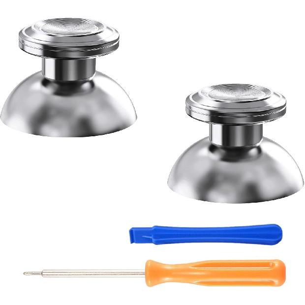 eXtremeRate Custom Silver Metal Thumbsticks for PS5 Controller, Replacement Aluminum Analog Stick Joystick for PS4 Controller - Controller NOT