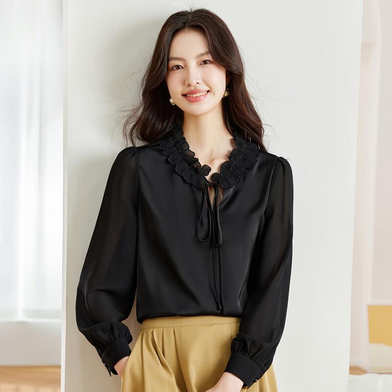 

Women s Long Sleeve Lace Chiffon Blouse 30
