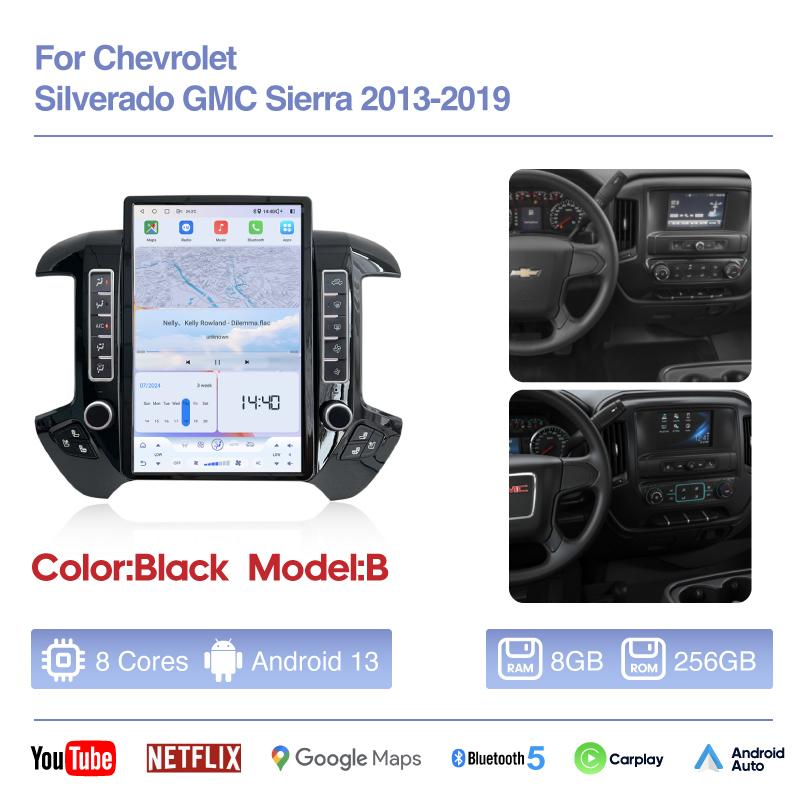 NEW 14.4inch Car MultimediaVideoPlayer For Chevrolet Silverado GMC Sierra 2013-2019 Android13 GPS Navigation Carplay 4G Wifi 360