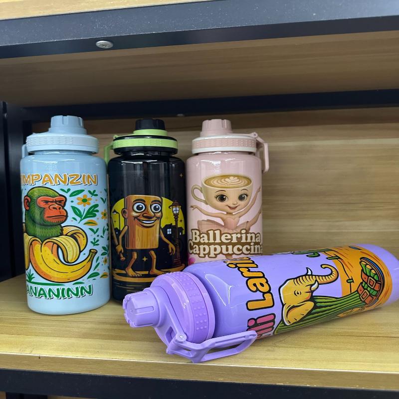 1000Ml Italian Brainrot Kid Water Bottle Tralalero Tralala Tung Tung Sahur Water Bottle Boys Outdoor Sports Water Bottles