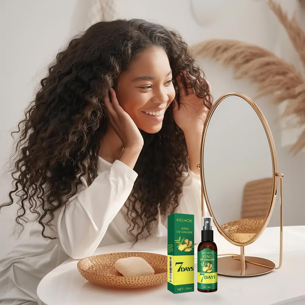 Huile capillaire au gingembre et sérum à la biotine, massage nourrissant du cuir chevelu au gingembre pendant 7 jours pour tous types de cheveux, soin hydratant, spray capillaire au gingembre