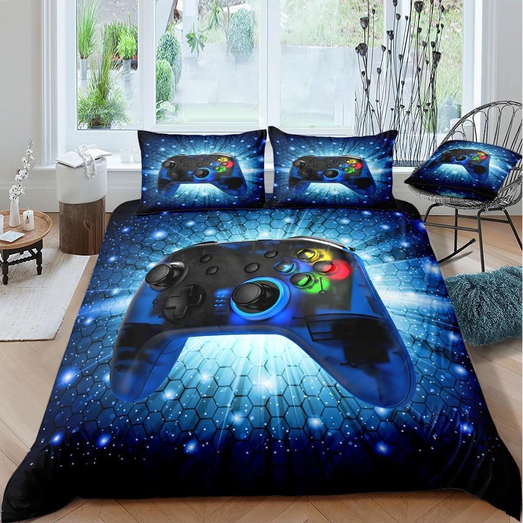 Gamer Bedding Sets for Boys Gaming Duvet Cover Set Video Games Comforter Cover Play Designs Bed Set with Pillowcase