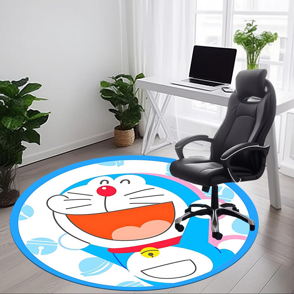 Doraemon Pattern Office Round Area Rug, Under Office Chairs Bedroom Living Room Home Decor A0908158
