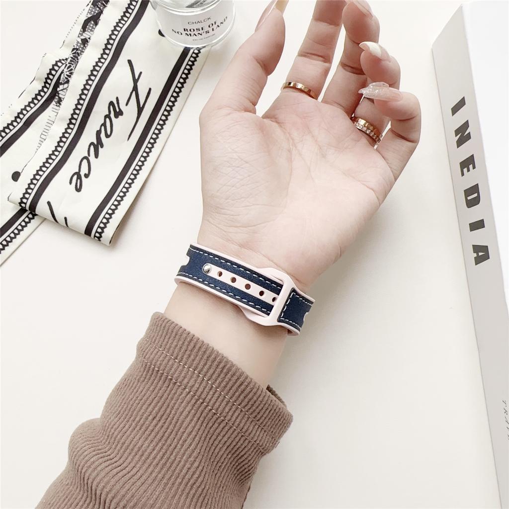 For Apple Watch Series 10 42mm/9 8 7 41mm/SE (2023) SE (2022) SE 6 5 4 40mm/3 2 1 38mm PU Leather+Silicone Watch Band