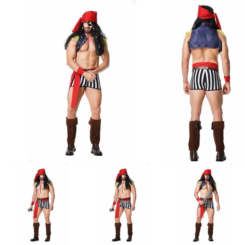תחפושת שודד קריביים לגברים למבוגרים להאלווין, קוספליי, מסיבת תחפושות, תלבושת להופעה בימתית של מלח