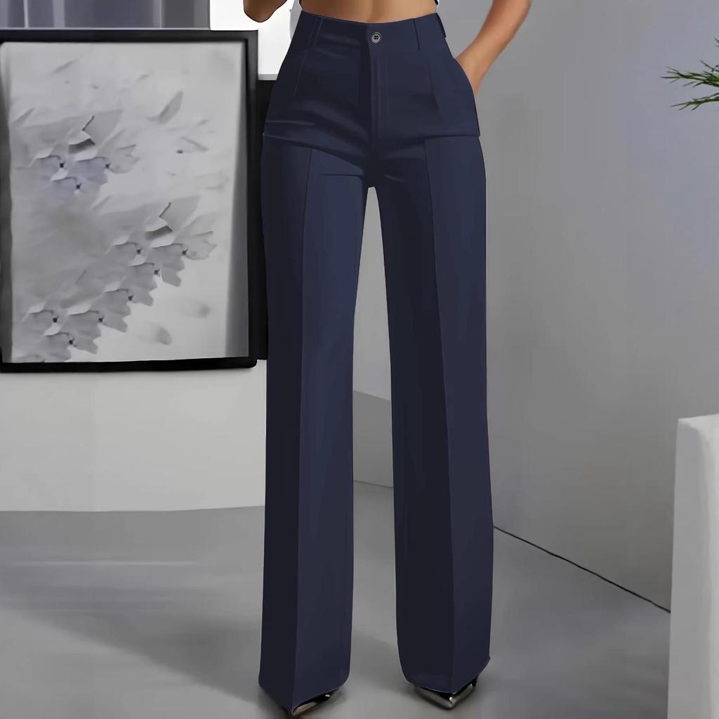 2026 Women's Plus Size High-Waisted Drapey Slimming Straight Trousers - European & American Style