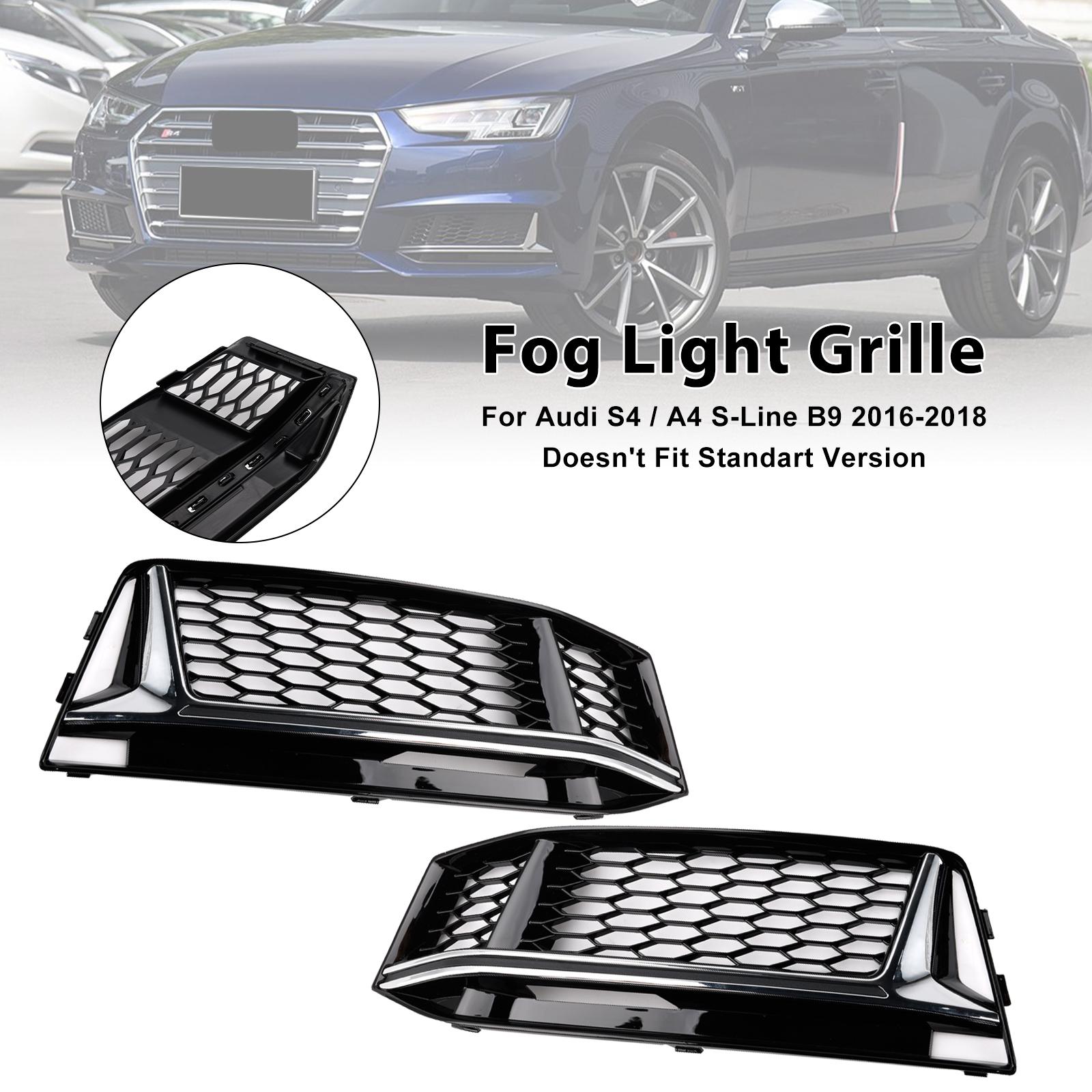 2PCS Fog Light Cover Grille Grill Fit A4 B9 S-Line S4 2016-2018