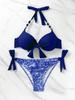 2024 Europäischer & Amerikanischer Bandage Bikini Bademoden Set - Damen Neuer Druck
