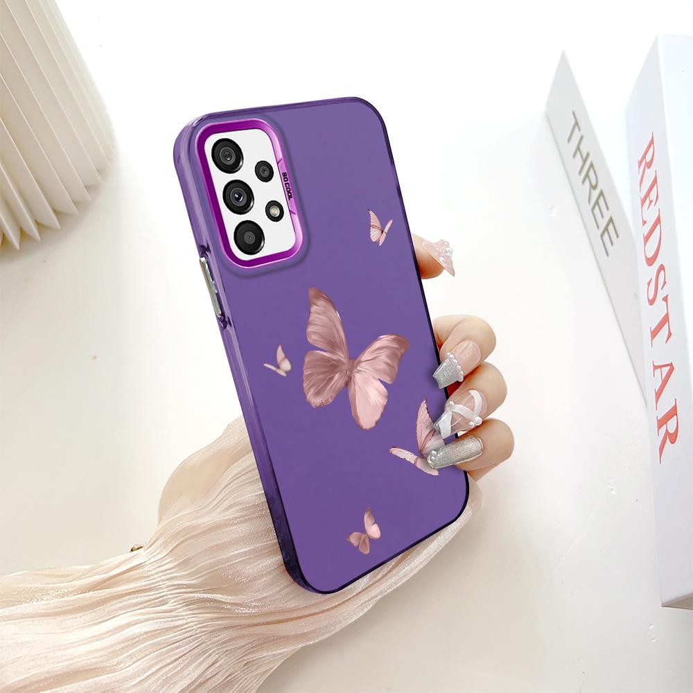 

Окрашенный узор, цветной серебристый, двухсторонний, жесткий, противоударный чехол для телефона Samsung Samsung F15 5G темно-фиолетового