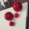 2024 Red Pearl Festive Front & Back Earrings for Women - Stylish, Versatile & Trendy