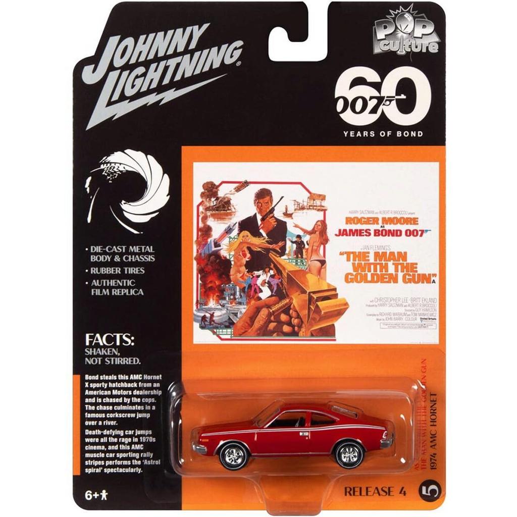 Johnny Lightning 1/64 Scale James Bond Car AMC Hornet 1974 Red Johnny Lightning AMC Hornet "The Man with the Golden Gun" Diecast Car