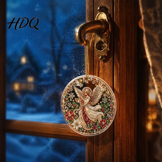 Festive Tree Hanging Christmas Acrylic Ornament 2D Flat Double Side Printed Thoughtful Gifts for Friends Santa Snowman Pendant Window Holiday Decor