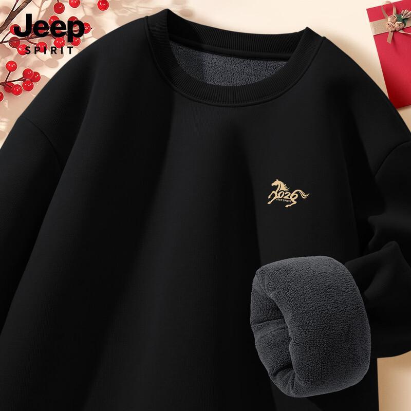 JEEP SPIRIT Men s  Jumping Horse  Fleece-Lined Sweatshirt 3XL