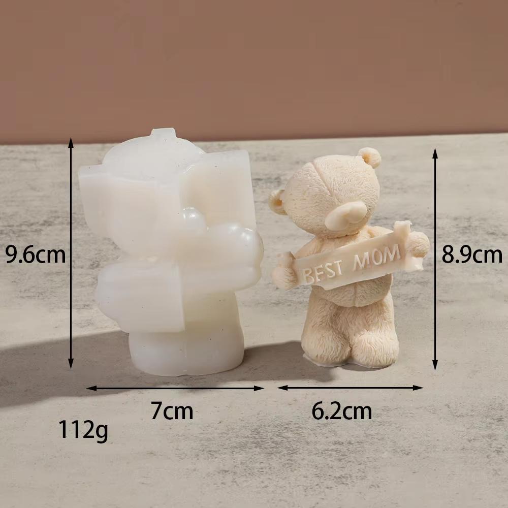 DIY New Cartoon Bear Candle Silicone Mold Bear Dad Bear Mom Aromatherapy Gypsum Pendant Cake Baking Tool Birthday Party Gift