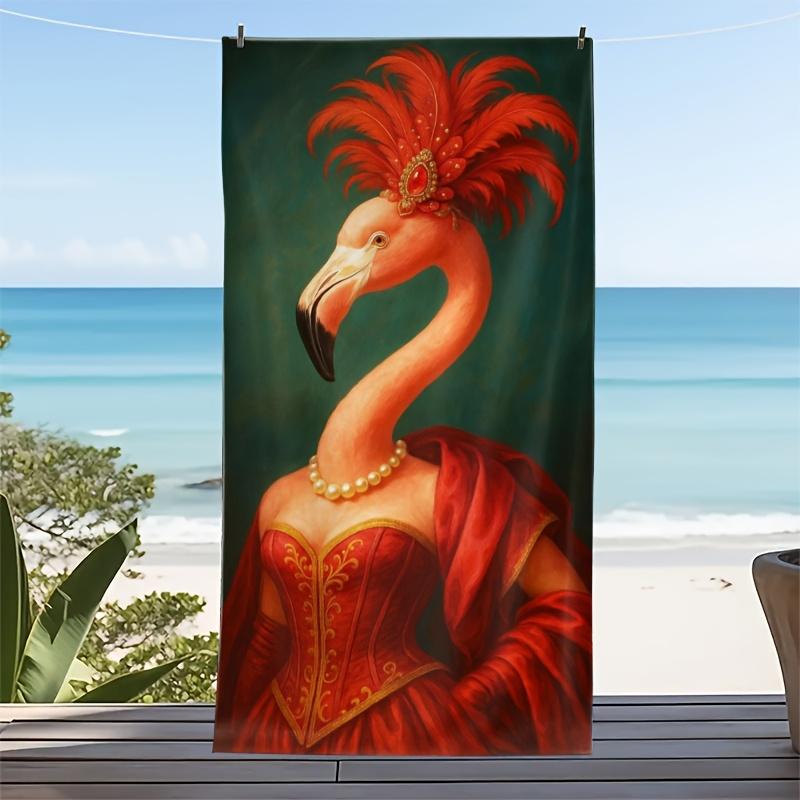 

Elegant flamingo pearl necklace polyester microfiber beach towel is highly absorbent, suitable for swimming and beach outings W30*H60(CM)