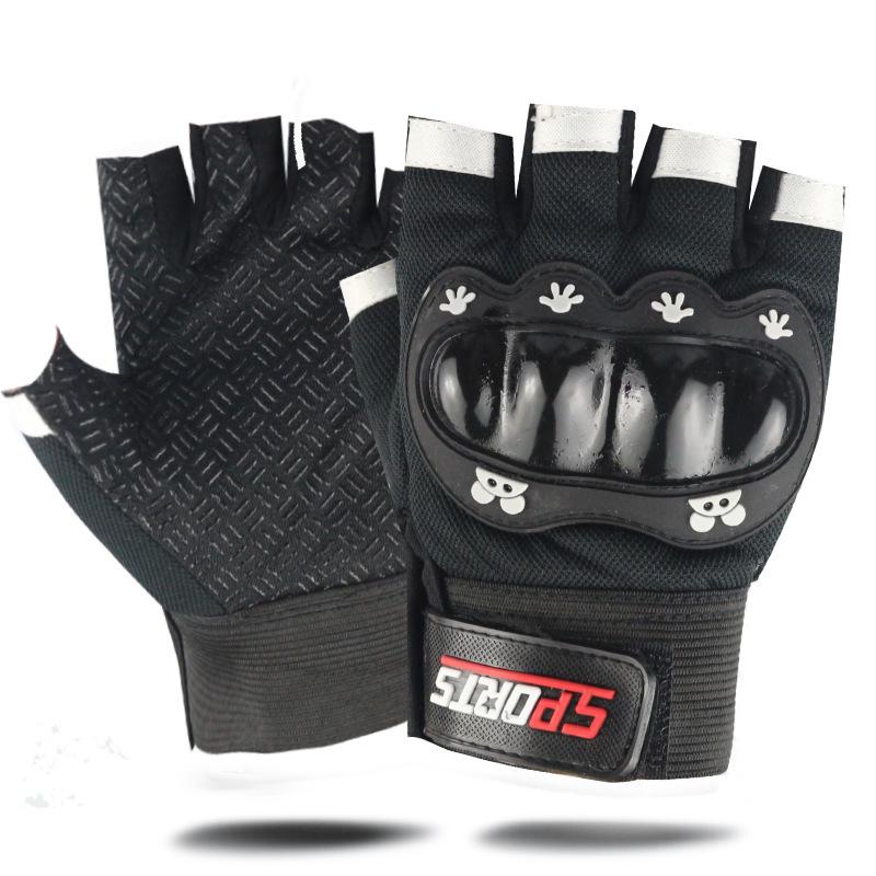 Kids' Tactical Half-Finger Motorcycle Gloves - Hard Shell Sports Cycling (Ages 5-12)