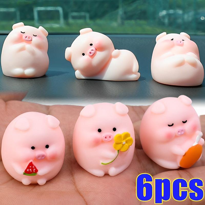 Auto Mini Schwein Ornamente Auto Mittelkonsole DIY Dekoration Anhänger Cartoon Harz Ferkel Hausfiguren Miniatur Schreibtisch Dekor
