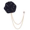Stoff Tuch Rose Blume Broschen Kristall Quaste Kette Reversnadeln Herren Anzug Hemd Abzeichen Hochzeit Mode Schmuck Geschenke