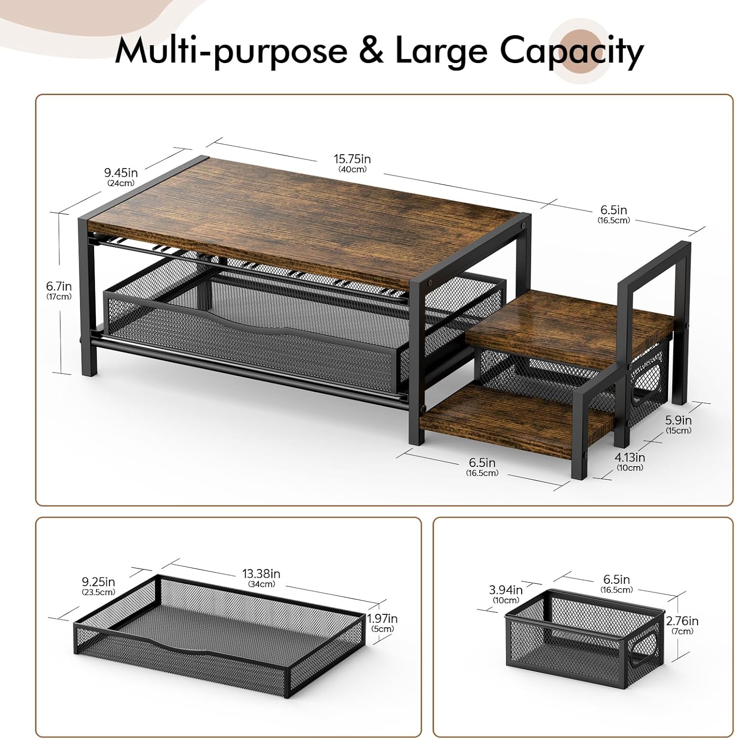 

2-Tier K Cup Holder, 60-Pod Drawer Organizer, Brown Coffee Pod Storage for Countertop, Space-Saving Home & Office United States