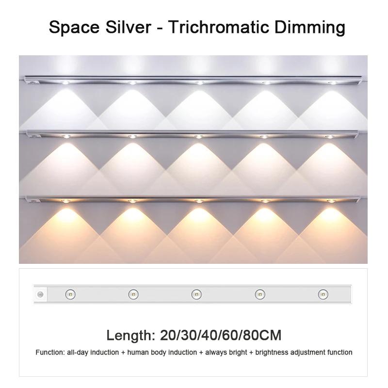 

Датчик движения Ультратонкий Светодиодный светильник под шкаф USB-подсветка Кухонный шкаф Гардеробная лампа Перезаряжаемый Магнитный светодиодный ночник 20cm