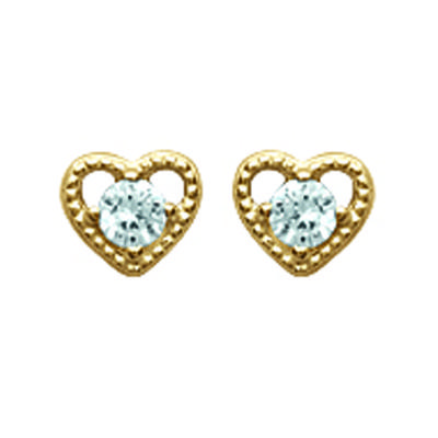 [N0013] - Gold Plated Earrings 'Love' White Gold - 5x5 Mm