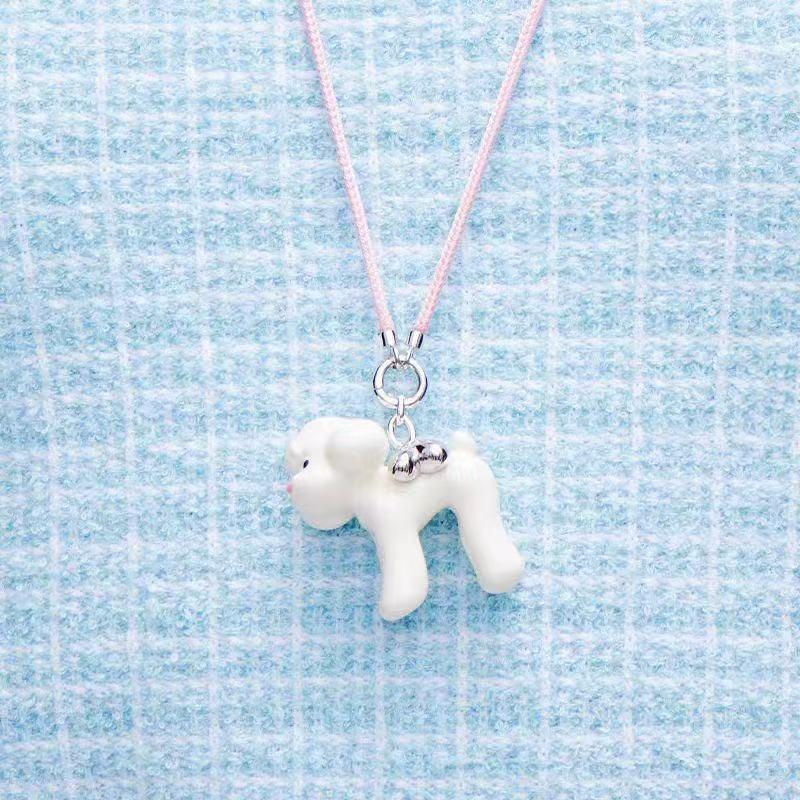 Heart Teddy Dog Pendant Long Necklace: Childlike & Versatile Spring/Summer Design for Women