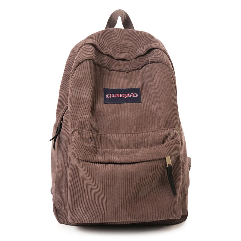 Вельветовый Рюкзак Студенческая Школьная Сумка Рюкзак Большой Вместимости кофейный