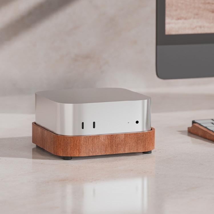 Wooden Desktop Risers for Power Button Wood Texture Heat Dissipation NonSlip Protective Base