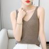 Women's V-Neck Wool Knit Vest: Autumn/Winter Solid Color Sleeveless Camisole for Commuting.