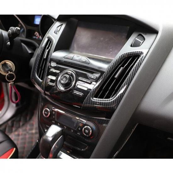 For Ford Focus 2012-2014 ABS Carbon fiber dashboard air conditioner vent Trim 2x