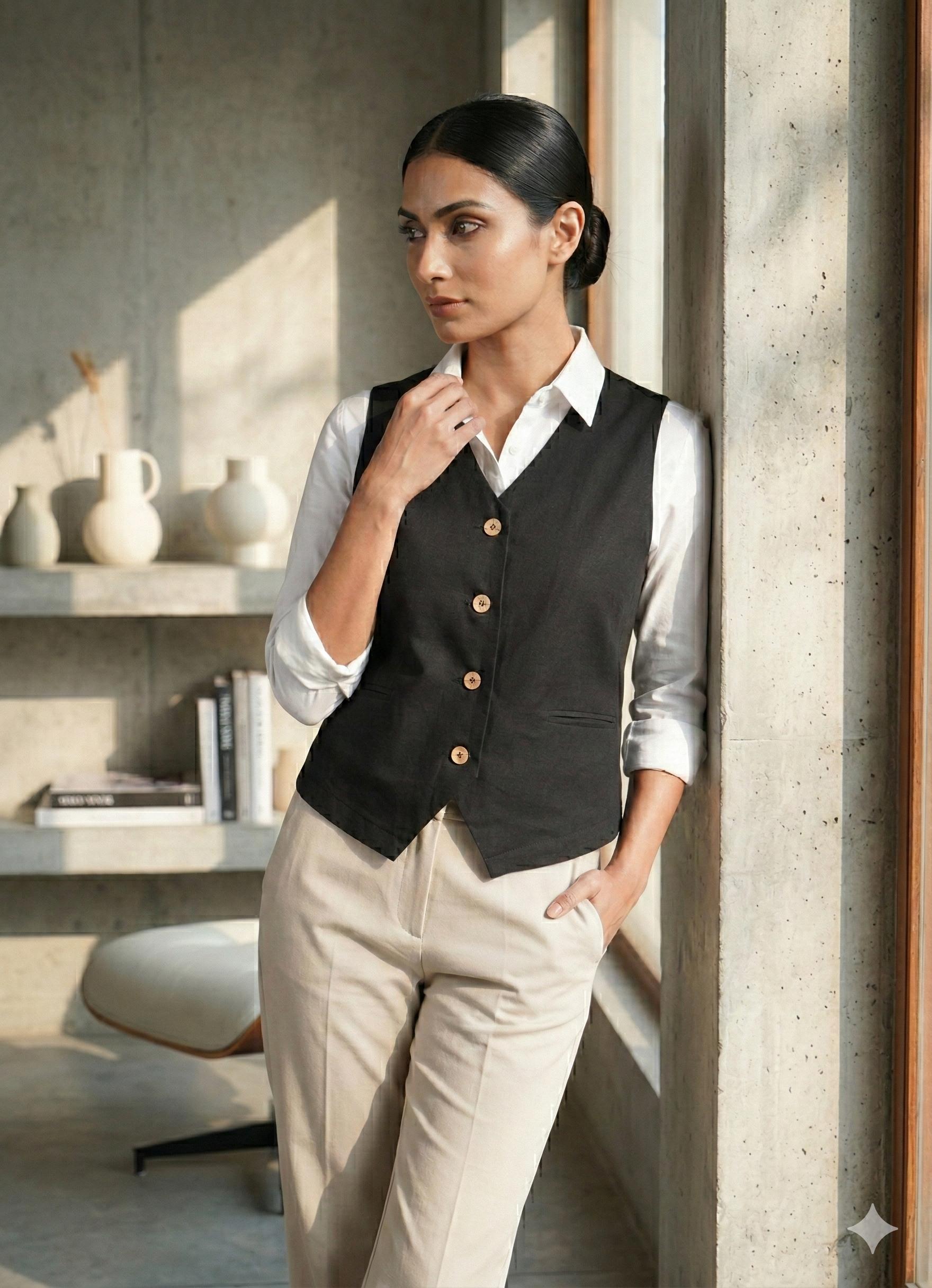 Black Waist Coat | Hourglass Fit Essential 34 чёрный