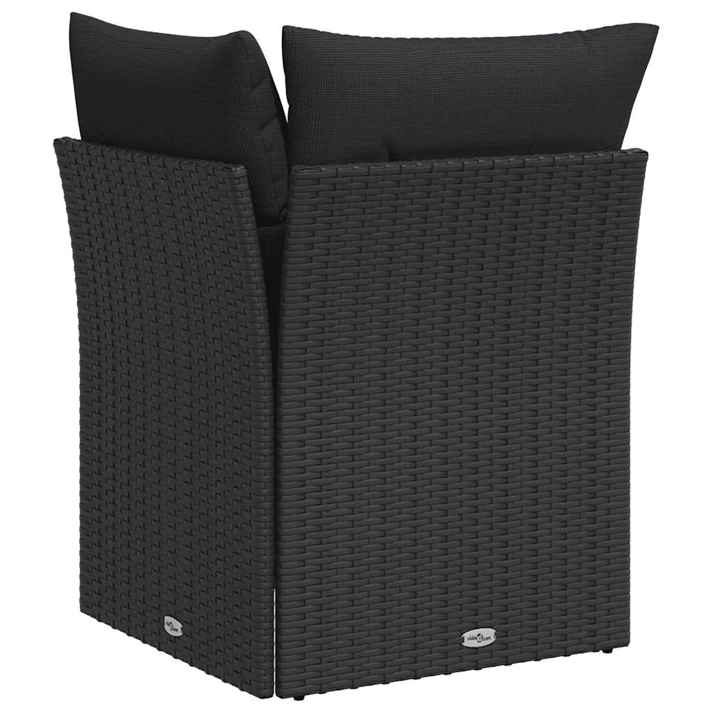 Garden Corner Sofa with Cushions Black Poly Rattan