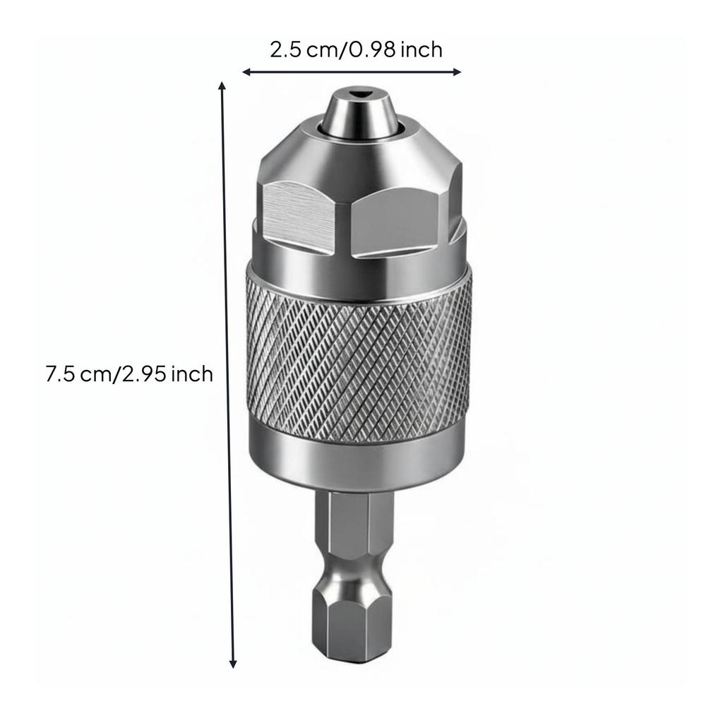 Hex Shank Drill Chuck Adapter Knurled ThreeJaw Metal Power Tool Accessory