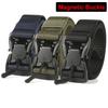 New Genuine Tactical Belts Quick Release Magnetic Buckle Belt Nylon Web Work Belt Casual Waist Belt for Men Solid Color