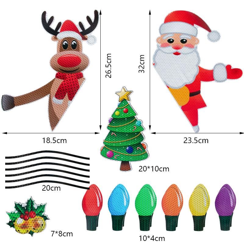 Christmas Decorations Car Magnetic Reflective Sticker Refrigerator Magnets Light Bulb decal New Year 2025 Xmas home decor gifts