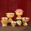 Copper Water Offering Bowl Rust-Resistant Polished Golden Buddhist Worship Bowl for Home Temple Office Yoga Meditation